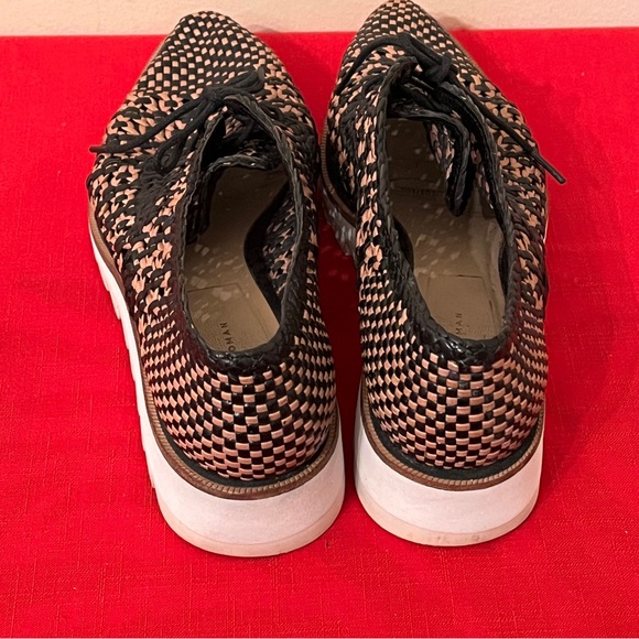 Zara Braided Leather Brown & Black Leather Bluchers Contrasting White Lo… - Picture 6 of 8